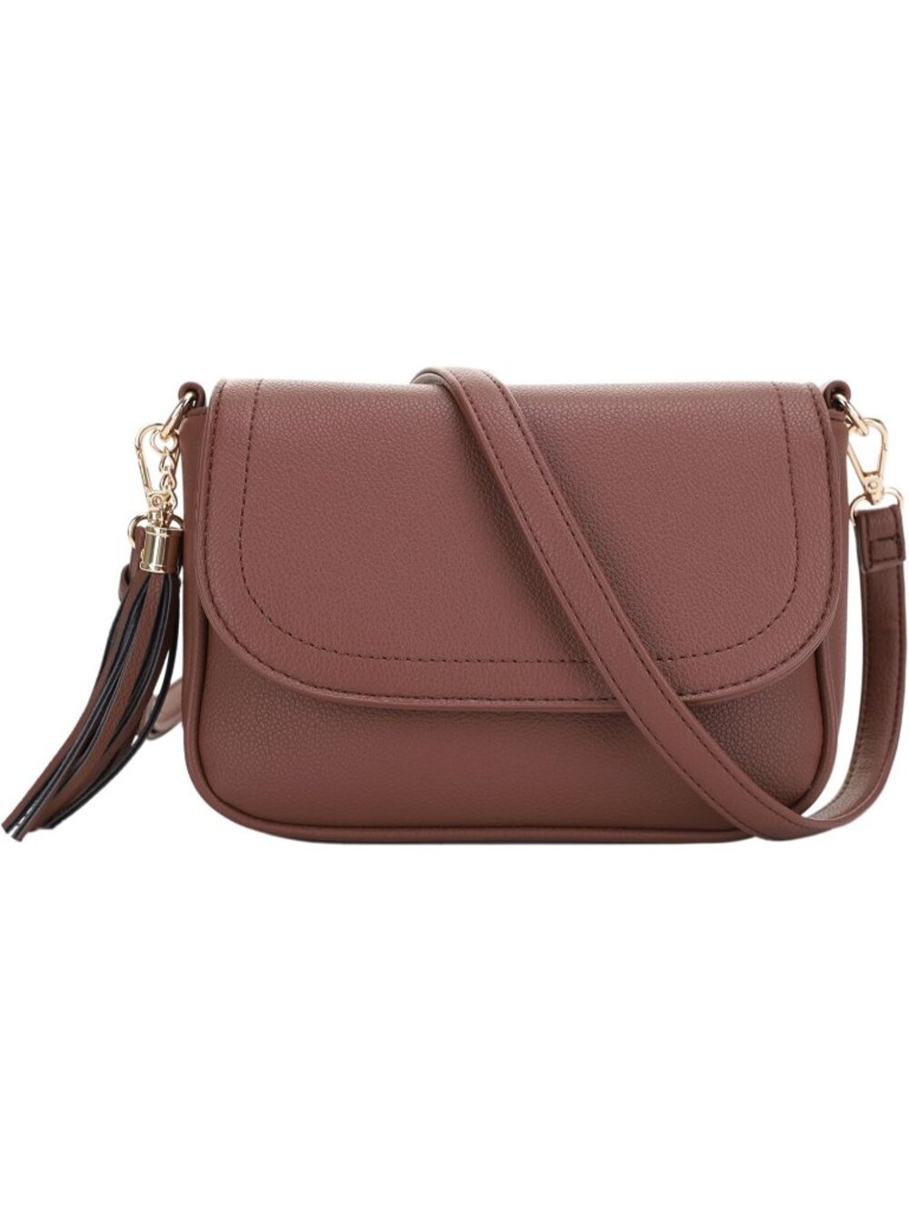 〽️Women's Brown Small Tassel Vegan Leather Trendy Flap Crossbody Shoulder Bag